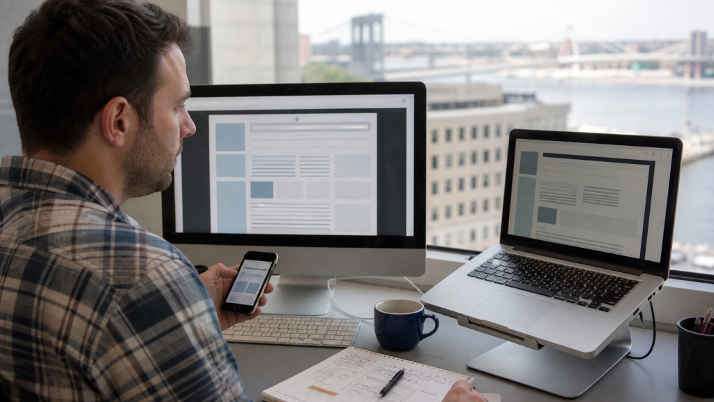 Small business growth desk for ecommerce website planning