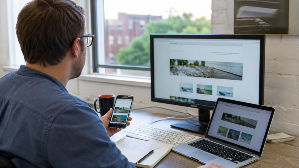 Small business growth desk for ecommerce website planning